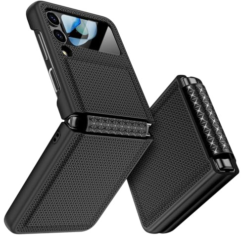 Doshine Funda para Samsung Z Flip 4, Protección de Pantalla Trasera y Protección de Bisagras, Textura de Moda Delgada, Carcasa para Samsung Galaxy Z Flip 4 (Negro)