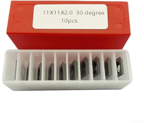 10 piezas de insertos de carburo, cuchillas de carburo cuadradas y rectas para torneado de madera, cortador de repuesto de 11 x 11 x 2 mm
