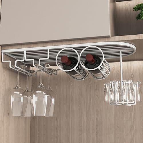 Weinglashalter,Gläserhalter Hängend aus Metall,Weinglas Halterung,Hängender Weinglasregal für Weingläser,Weinregal Schmal, Weinflaschenhalter Flaschenregal,Stielgläserregal für Familie Bar Restaurant