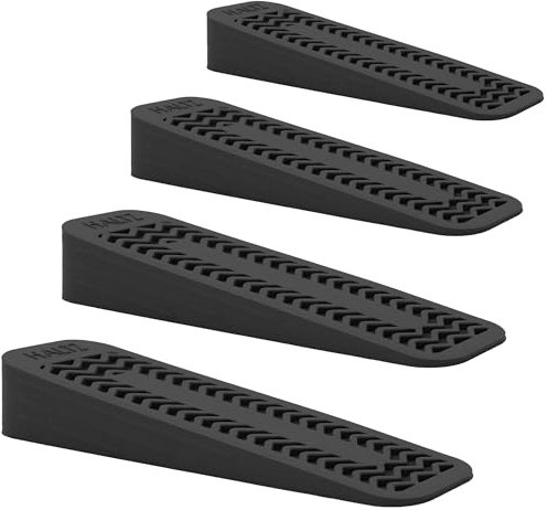 Paquete de 4 topes de puerta para suelo (12 x 3,6 x 2 cm) – Cuñas antideslizantes resistentes – Tope de puerta resistente a los arañazos para la solidez de la puerta inferior – (4, paquete de 4 (negro