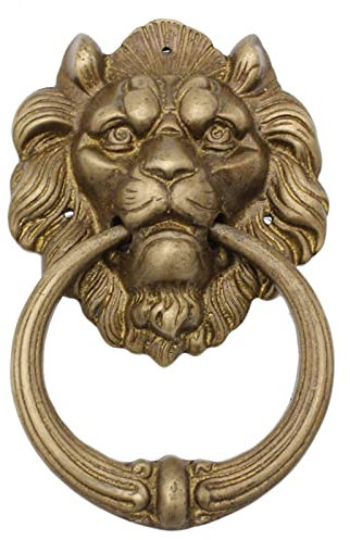 Türklopfer Vintage Messing Löwe Türklopfer Haustürgriff Ziehring Großer Metall Outdoor Wanddekoration Griffe, Haupttor Zaun Schrank Kleiderschrank (Farbe: Grau) (Bronze) (Bronze)
