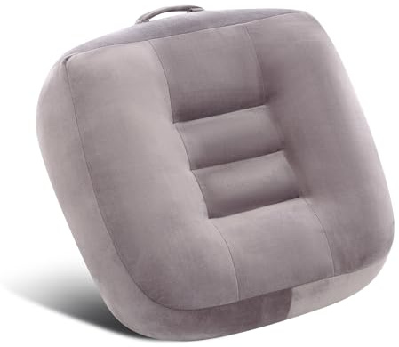 DYMGFZD Extra Large Seat Cushion, Thick Chair Cushion Booster for Office Chair, to Rise Height, Velvet Cover with Handle and Anti-Slip Bottom, PP Cotton Filling, Coccyx Pain Relief (Grey, X Large)