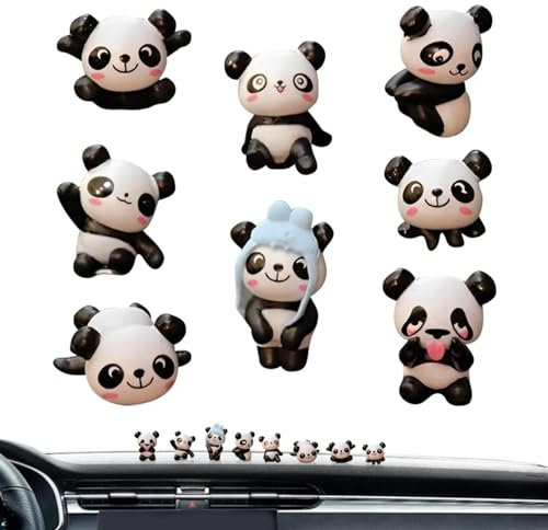Poupangke Armaturenbrett Kleine Pandas – Auto Armaturenbrett Niedliche Figuren Panda Tiere – Automotive Adhesive Trim zur Verbesserung der Fahrsicherheit und Spaß für Nachttisch, Wohnzimmer