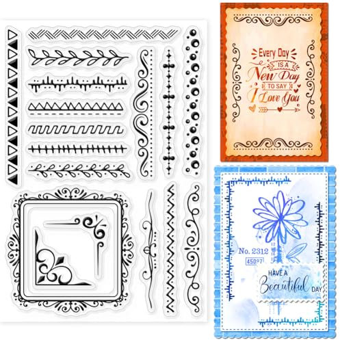 GLOBLELAND Einfache Ecken Transparente Silikonstempel Spitzen Rahmen Klare Stamps Silikonstempel Für Kartengestaltung DIY Prägung Journaling