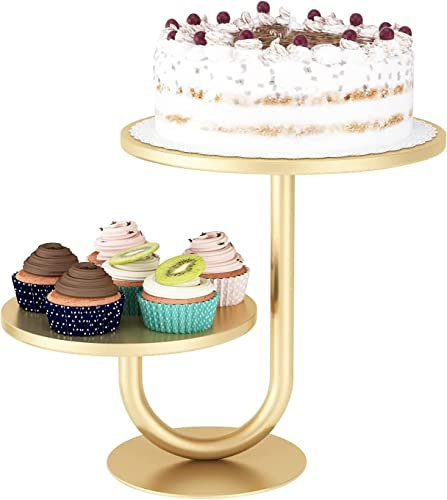 Ynzeyx Goldener Tortenständer, Metall Kuchenständer Cupcake Halter für Partys, Keks Gebäck gestuftes Serviertablett, Dessert Tellerständer für Hochzeiten