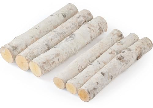 Birkenholzscheite für Kamindekoration, dekorative Birkenholzscheite für DIY-Projekte und Heimdekoration, 3 Holzscheite mit 4,1 - 6,1 cm Durchmesser und 3 Holzscheiten mit 5,8 - 8,1 cm Durchmesser,