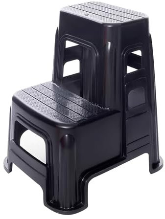 LYXXJRYBHD Sgabello a Gradini, Sgabello per Adulti, Sgabello Portatile, Sgabello in Plastica, Scaletta a 2 Gradini, per Bagno, Studio, Soggiorno(Black)