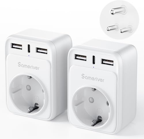 Reiseadapter Indien Adapter Deutschland Stecker Reisestecker Reiseadapter mit 2 USB 1USB C (3A) Steckdosenadapter Typ D für Sri Lanka (Teil), Indien, Nepal Indien Wand Ladegerät Ladestation (2PCS)