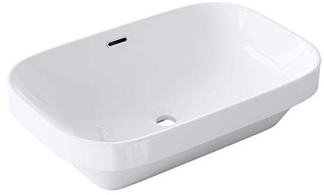 doporro Lavabo da Appoggio 61,6x41,5x16,5cm, Lavandino Bagno in Ceramica Nano Rivestimenti Brüssel5082, Bianco