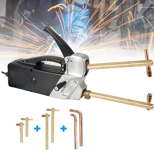 Professionelles tragbares Punktschweißgerät, handgeführtes Punktschweißgerät mit Schweißspitze, mit Zwei austauschbaren Schweißelektrodenarmen für Bleche (2,0 + 2,0 mm)