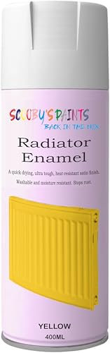 SCOOBYS PAINTS BACK IN THE MIX Radiator Aerosol Spray Paint Heat Resistant To 100ºC - Quick Air Drying No Primer Needed anti rust moisture resistant (Yellow)