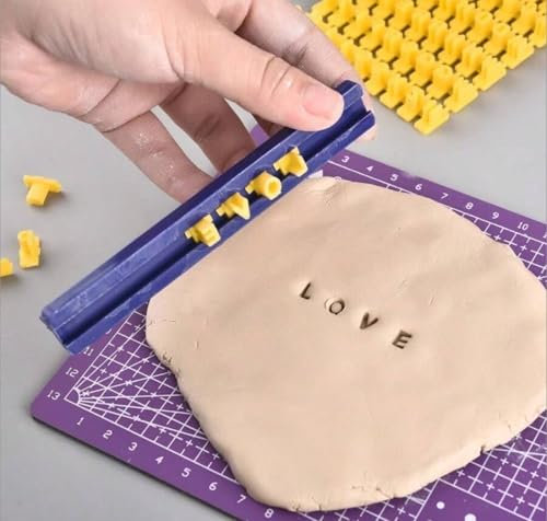 Juego de sellos de letras de galletas, molde de relieve de números del alfabeto, herramienta de prensa de hornear para arcilla y cerámica
