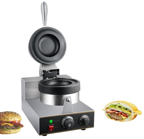 Glowdora Prensa Eléctrica para Hamburguesas, Panificadora, Prensa Comercial para Panini De Helado, Máquina para Hacer Waffles De Helado, Temperatura Ajustable 50-300°C, Sartén Antiadherente.