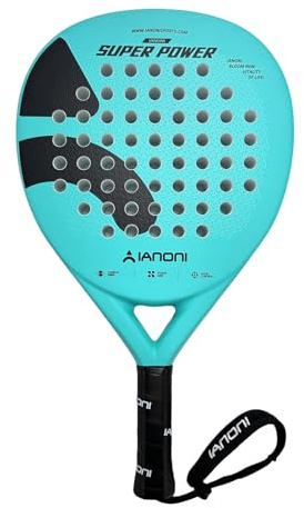 ianoni Padel Racket Carbon fiber + 3D Surface with EVA Memory Flex Foam Core -Super Power-Blue
