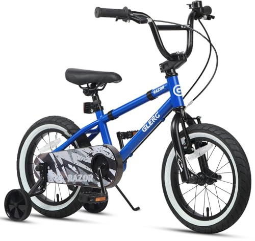 Glerc Razor 12, 14, 16 Zoll Kinderfahrrad im BMX-Stil für Kinder im Alter von 2 bis 8 Jahren, mit Stützrädern, Ständer und Klingel, Múltiples Colores