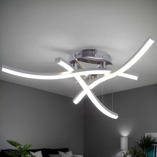 LED Ceiling Lights - Elegant Curved Design Ceiling Light, 21W Cool White Light 6000K 3 Built-in LED Boards, 1600 Lumens Modern Ceiling Lighting Living Rooms Fixture for Bedroom Kitchen Hallway