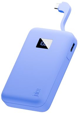 Juice Eco Integrated Power Bank, Portable Charger 10,000 mAh with Built-in Cable & Digital Display, USB-C Output, Power Bank for iPhone 15 16 17 Pro Max, Samsung, Xiaomi, iPad, GoPro - Ultra Marine