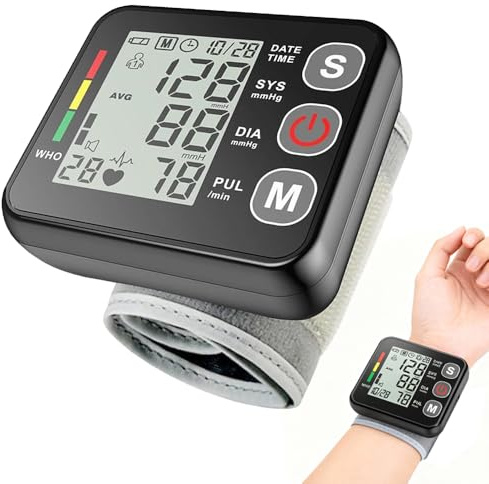 Wxeadu Tensiomètre Poignet, Portable Tensiomètres avec Écran LCD, Tension Artérielle Poignet, Tensiometre au Poignet, Mémoire 99 x 2, Sortie Vocale Automatique (Anglais) pour Domestique, Voyages