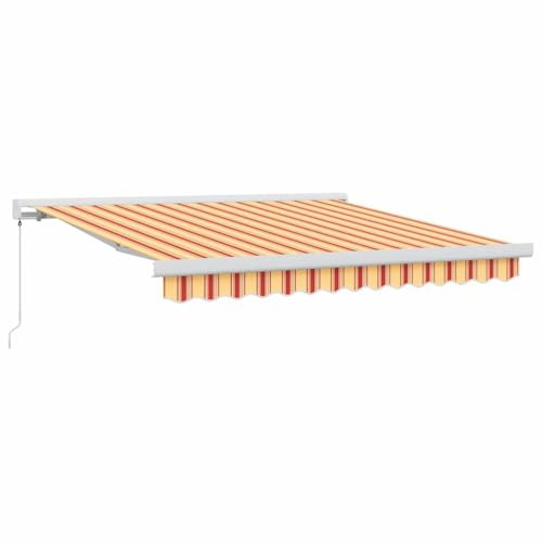 Favemtsl Toldo con brazo articulado a rayas, 300 x 250 cm, toldo manual extensible para terraza, balcón y jardín, protección solar con manivela de aluminio, amarillo y naranja