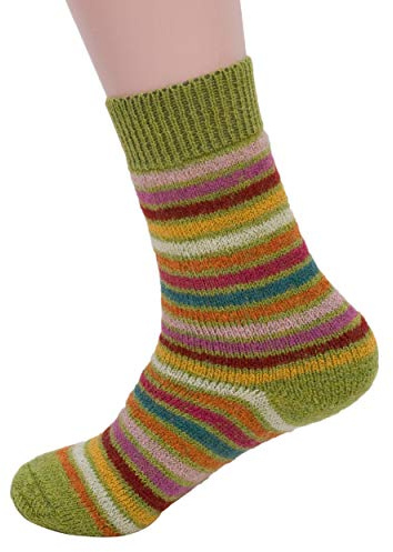 Hjort natur, fullplysch randiga strumpor, 100 % ull, Majgrynsring, 38-39 EU
