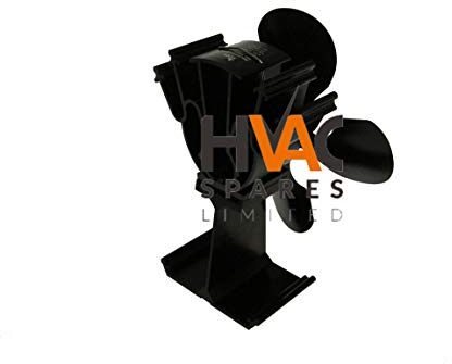 Heat Powered Wood Burning Gas Stove Top Silent Eco Friendly Warm Air Fan 4 Blade (Black)