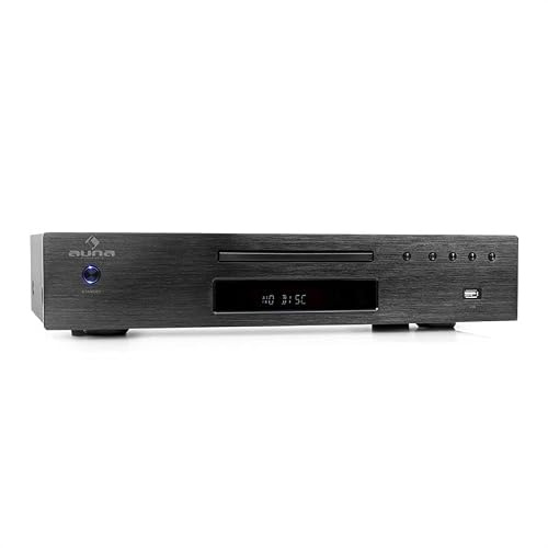 AUNA AV2-CD509 - Lecteur CD HiFi, Lecteur CD, Compatible MP3, Entrée USB-MP3, 40 présélections, Sorties numérique et analogique, Utilisation Confortable - Noir