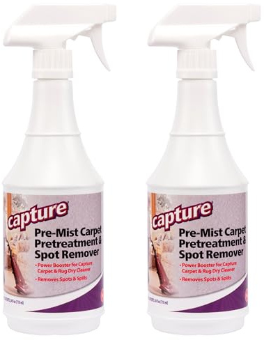 Capture Pre-Mist Soil Release for Carpet Dry Cleaner - Carpet Cleaning Pre Spray - Loosen Juice, Coffee & Wine Spill and Tough Rug Stains Eliminator - Multi-Purpose Cleaning Essentials - 24oz (2 Pack)