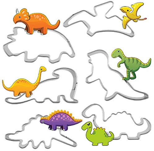 Dinosaur Style Fondant Cutters 4 Piece Set - Stainless Steel Mini Small Dino Cutter Pack- Metal Baking Biscuit Bread Sandwich Cookie Jelly Cake Chocolate Shape Cutters Kit Moulds