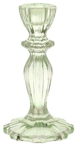 Green Glass Candlestick Holder, Decorative Taper Candle Stand, Elegant Dinner Party Decorations, Easter Home Decor, Summer Birthday, Garden, Wedding, One Size, Made By Talking Tables