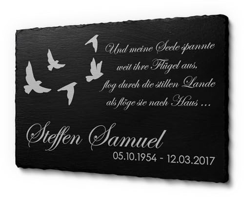 CHRISCK design Schöne Schieferplatte in 30 x 20 cm | Grabtafel mit Gravur | Gedenktafel für EIN Urnengrab für Menschen