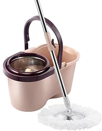 spreedling Serpillière rotative en microfibre avec seau et 2 têtes de balai Marron