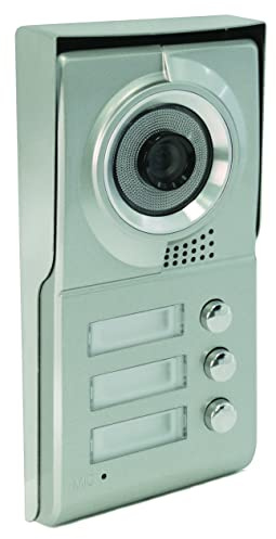 SCS Sentinel - PMP0011 - Platine de Rue 3 Boutons pour Interphone Vidéo Collectif 4 Fils - Pour Petit Immeuble ou Résidence 3 Logements - Façade Alu - Angle de vision 110° - Porte-Étiquette - 3B1