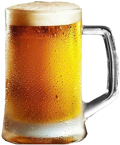 Große gefrierfähige, Dicke Biergläser, klassisches Bierkrug-Set, Bierbecher mit Griffen, schwere Basis, lustige Unterhaltungsgläser