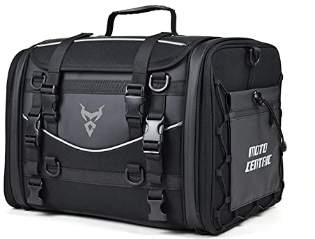 MIGHTYDUTY Borsa Moto Posteriore Scalabile 45-60L/55-70L Alto Volume impermeabile Multifunzionale Borse Moto Può Contenere Un Casco Grigio M
