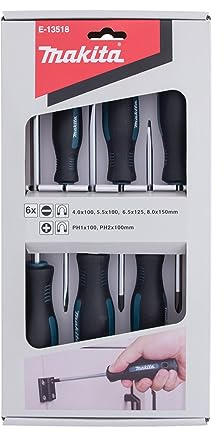 Makita E-13518 Hand-Kreuzschlitz- und Schlitzschraubendreher, 6-teiliges Set