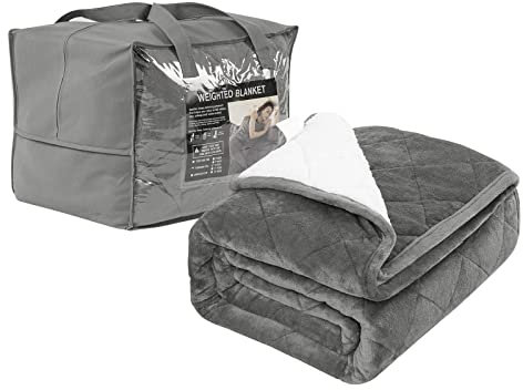 WOLTU Couverture Lestée, Couverture Pondérée 11kg, pour Dormir Plus Profondement, Double Face, en Flanelle et en Polaire Sherpa, 150x200 cm, Gris