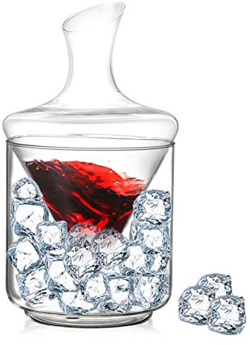 Wantu YX 1000ML Juego de enfriador de decantador de vino con enfriador de cubo de hielo Jarra de vidrio para entretenimiento y uso diario.