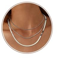 Adramata Figaro Halsband i rostfritt stål, ormkedja, stapelbar, guld/silver, 3 stycken, Grande, Rostfritt stål
