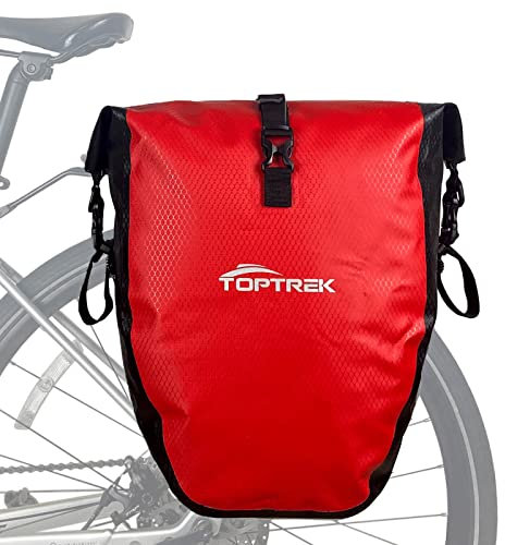 toptrek Fahrradtaschen für Gepäckträger, Fahrradtasche Gepäckträger Wasserdicht mit Schnalle der Neuen Generation, 23-28L Gepäckträgertasche mit Reflektoren, Fahradtasche Hinten Gepäckträger(1 Pack)