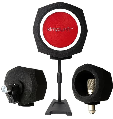 SIMPLURFI Recording Booth-Mikrofon-Isolationsball 2-in-1-Portable Audio Shield Pop-Filter für Heimstudio-Vokal-Akustik-Schalldämmung - Komplett mit Mikrofonständer