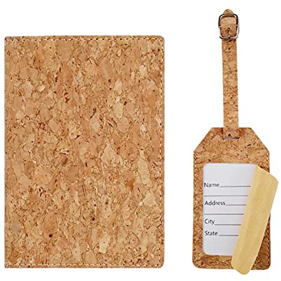 Reisepasshülle aus Kork Gepäckanhänger Set für Koffer Reisetasche Gepäck Name ID Tag Halter Kreuzfahrt Rucksack Label Identifier