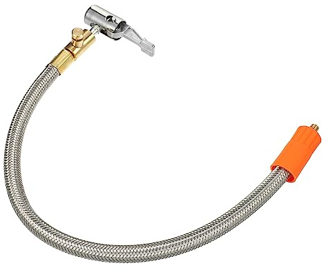 QUARKZMAN Manguera Adaptador Inflador para Neumáticos 15.8 M6 1Pc | Con Válvula Liberación Aire, Acero Inoxidable, Para Automóviles, Motos, Bicis, Mandril Aire Doble Bloqueo, Conexión M6X1
