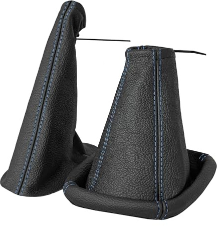 Schaltsack für Opel Corsa B & Tigra A Set mit Handbremsmanschette - Bj. 1993-2001 - Schwarz - Blau - Schaltmanschette Manschette für Schaltung & Handbremse Handbremssack aus Echtleder A0003-8