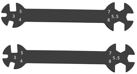 ECSiNG 2 x 6-in-1-RC-Schraubenschlüssel, Werkzeuge, multifunktional, kleine Größe, tragbar, gute Verarbeitung, hohe Härte, geeignet für M3, M4, M5, M5.5, M7, M8 Muttern