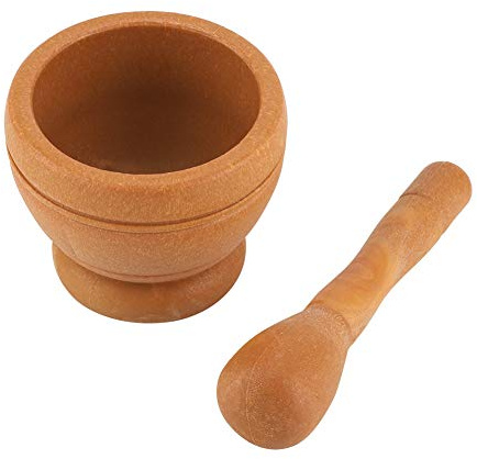 YUMILI Manuel en Plastique Broyeur à Ail épices Herbes Mortier Pilon Ensemble Bol De Broyage pour Outil De Cuisine(Couleur du Bois)