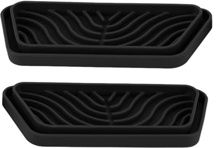 Zerodis 2Pcs Refrigerator Water Drip Tray Catcher Water Dispenser Pan From Spills Trapezoidal Silicone Refrigerator Drip Tray Catcher for GE for Samsung (Black)