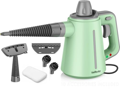 1300W Handheld Steam Cleaner, Pressurized Multi-Surface Steam Cleaner for Home Use with 10pcs Tools and Safety Lock to Remove Grime, Grease, Steamer for Cleaning Floor, Upholstery, Grout and Car