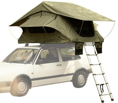 TILHÅLL Short Dachzelt | Autodachzelt für 2-3 Personen | große Liegefläche | inkl. 140 x 240 cm Matratze | Klappdachzelt | aufklappbares Zelt für Autodach | faltbar | kompatibel mit Allen Fahrzeugen