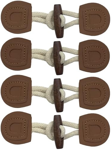 DHER 4 Paar Leder Tastenknöpfe Knebelknöpfe Holzknöpfe Verschluss Jacken Knöpfe Pullover Trenchcoat Holzknöpfe Mantelknöpfe gehobenes olivfarbenes Paar Knöpfe Top Dekoknöpfe Rucksackknöpfe (B)