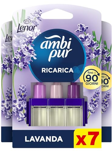 Ambi Pur 3Volution Ricarica Profumatore Elettrico, 7 Pezzi, Lavanda | Tecnologia elimina odori, fino a 90 dni de profumo per ricarica